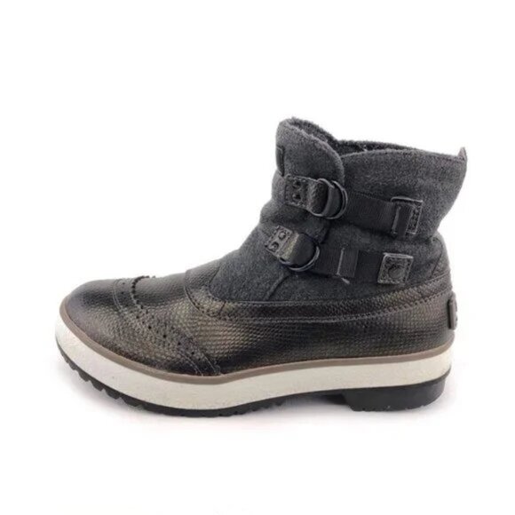 UGG Marrais Embossed Bronze Metallic Leather Wool Boots Ankle Snow Winter - Picture 1 of 16